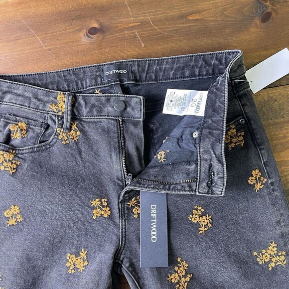 DRIFTWOOD Black and Orange Floral Flare Jeans - Picture 9 of 15